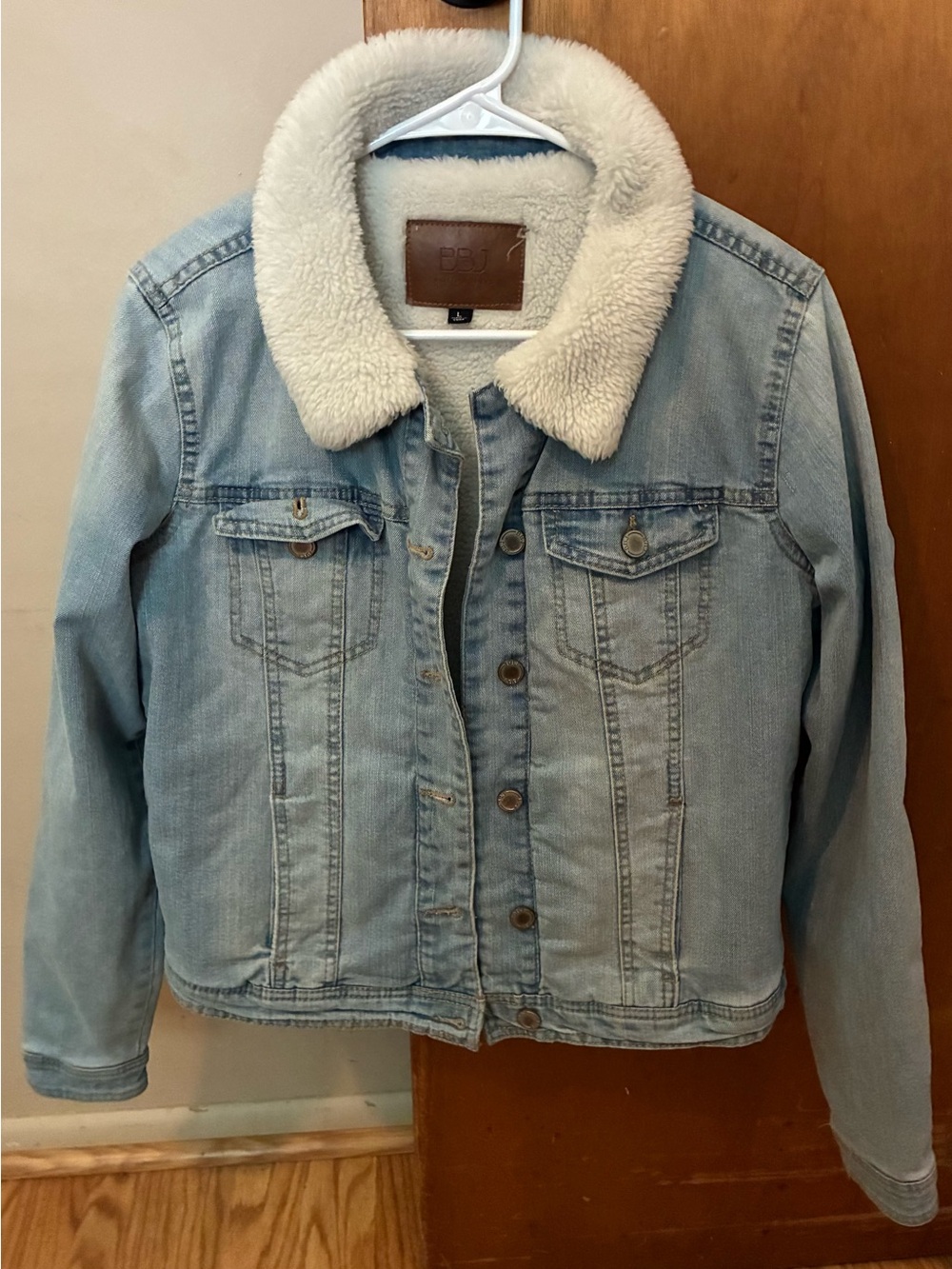 Light Blue Sherpa-Lined Denim Jacket